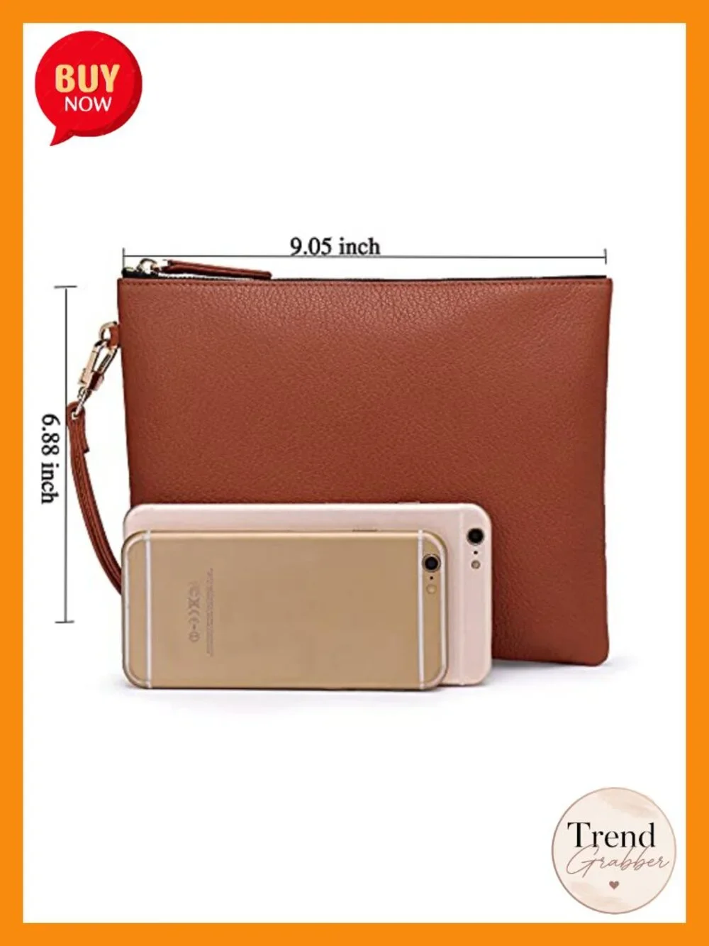 Genuine Goatskin Leather Wristlet Clutch Purse Large Phone Wallet Detachable